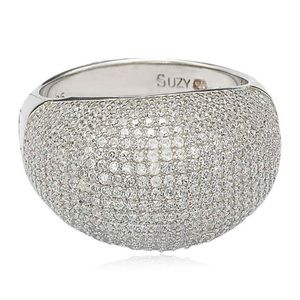 SUZY LEVIAN Sterling Silver Pave Dome CZ Cocktail Ring